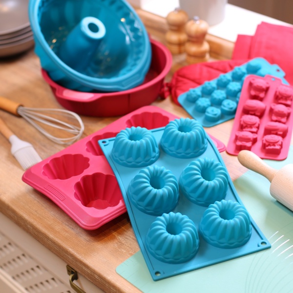 Форма для кексов Magic Ring Волнистая 30х19х4,1 см 6 шт бирюза Flamberg Smart Kitchen