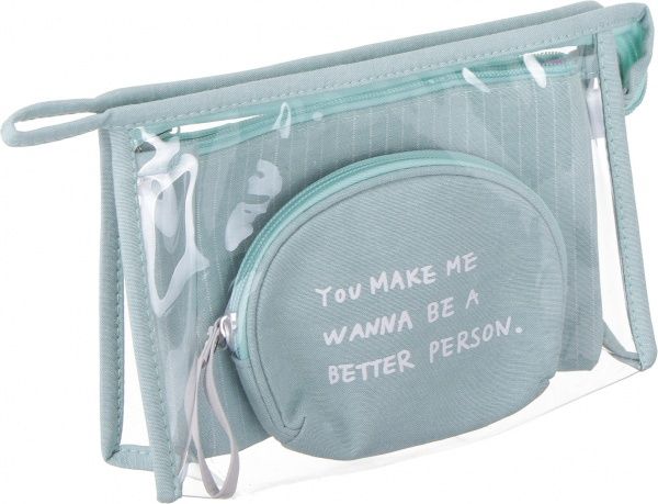 Набір косметичок Смужка 3 шт B10769 бірюзовий 