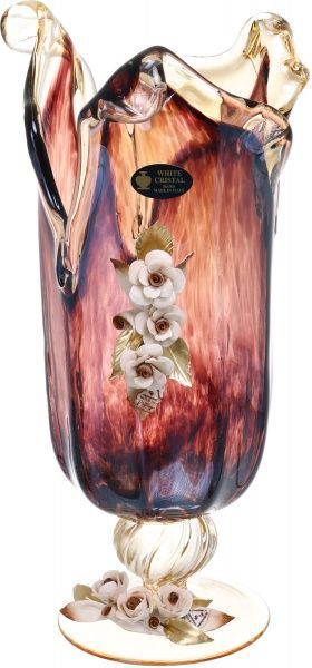 Ваза стеклянная коричневая Tulipano Star 21x21x44 см VS2703/BRWS/9 White cristal