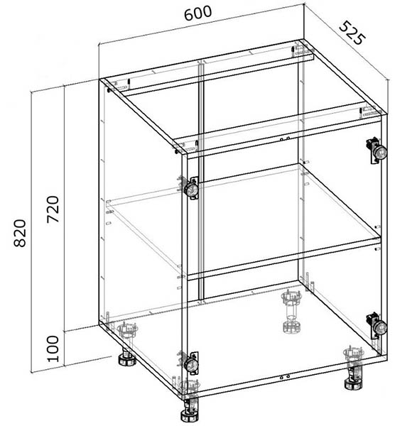 Тумба нижняя Грейд распашная (стандарт) 600x820x522 мм дуб сонома 