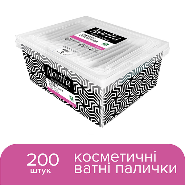 Ватные палочки Novita Professional 200 шт. (коробка)