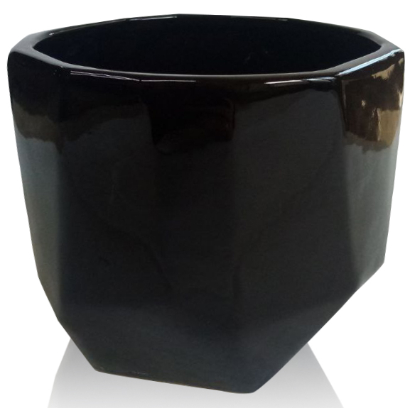 Кашпо керамічне 13x13x12 см фігурний 0,7 л чорний (205-12) 