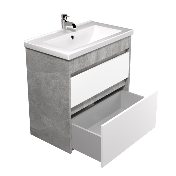 Тумба Мойдодыр Polo Loft 70-U с умывальником Cosmo 70 напольная/подвесная