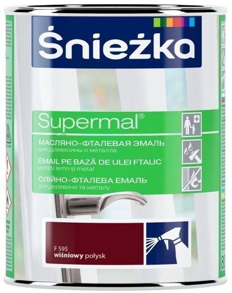 Эмаль Sniezka масляно-фталевая Supermal вишневый глянец 0,8л