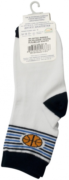 Шкарпетки дитячі для хлопчиків Бонус 2 2340 301 р.18 білий із синім 