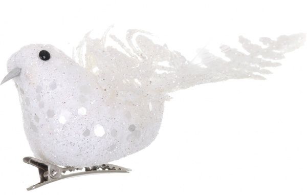 Декорация новогодняя Птичка 14 см розовая с белым EPI-EYJY14255-2 