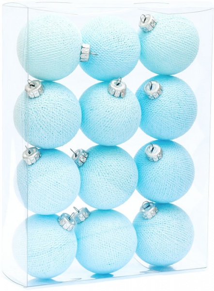 Игрушка на елку Котоновые шарики 12 шт. Light blue d80 мм 8 см 12 шт./уп. 