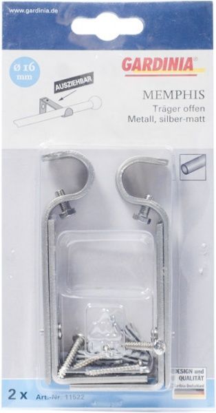 Тримач для карниза Gardinia Memphis розсувний відкритий одинарний набірний d16 мм срібний 
