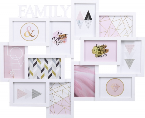 Фотоколлаж Family 61,5х50,5х2,5см 12 фото 10x15 см белый 