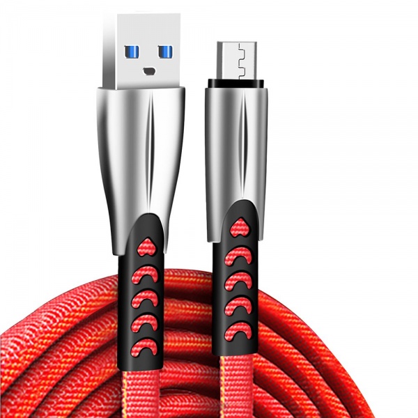 Кабель ColorWay USB - MicroUSB (zinc alloy) 2.4а 1 м red (CW-CBUM011-RD) 