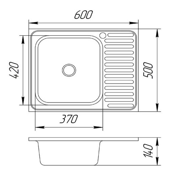 Мойка накладная Fam z5644R 50x60 см чаша слева