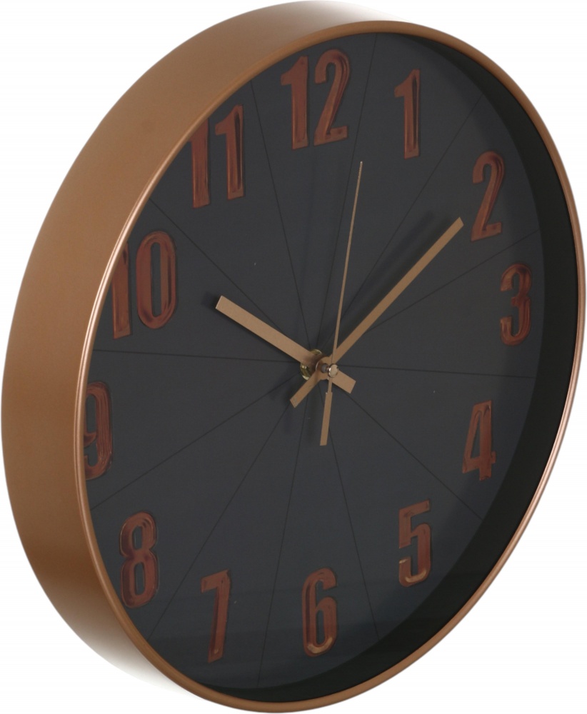 Часы настенные Silent 30 см черный с золотом