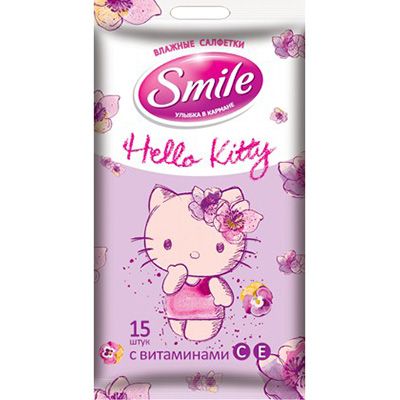 Салфетки влажные Smile Hello Kitty 15 шт 2+1