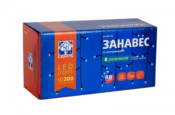 Декоративная гирлянда Джаз Лайт LDCL200-MG встроенный светодиод (LED) 200 ламп 2 м 