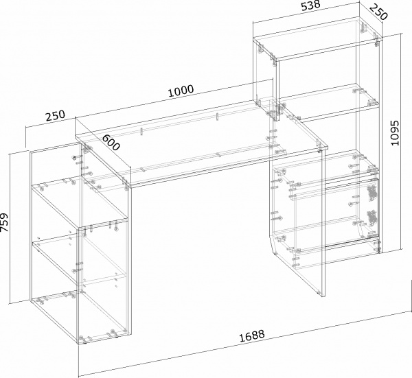 Стол письменный Грейд Вектор белый/графит 