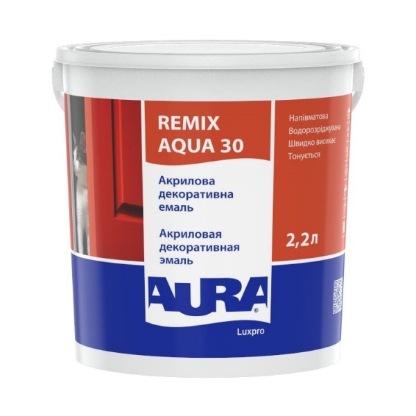 Емаль акрилова Aura® Luxpro Remix Aqua білий напівмат 2,2л