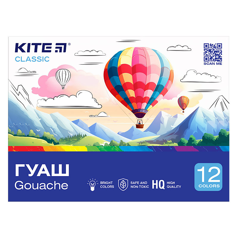 Фарба гуашева 12 кольорів Classic 20 мл K-063 KITE