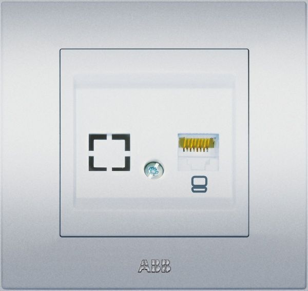 Розетка компьютерная ABB Cosmo RJ45 cat 6 серый металлик 619-011000-247