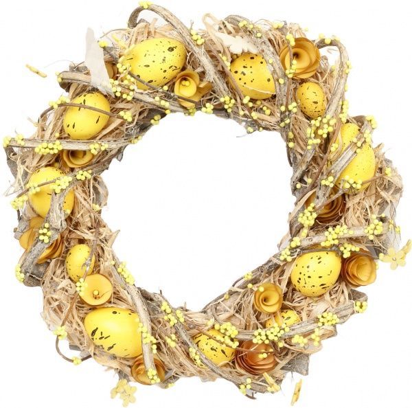 Венок пасхальный с яйцами и завитком F17S0805