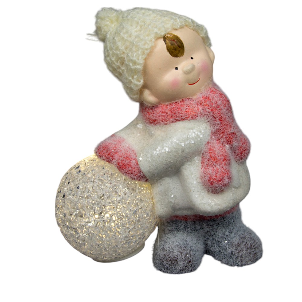 Декоративная новогодняя фигура Мальчик со снежком 1 ламп