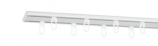 Карниз стельовий Bojanek SLIM алюмінієвий подвійний укомплектований 240 см срібний 