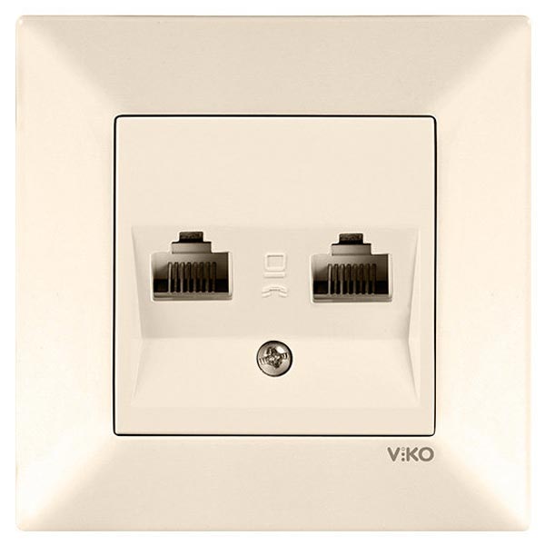 Розетка подвійна Viko Meridian RJ45+RJ11 крем