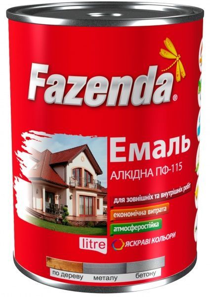 Емаль Fazenda алкідна ПФ-115 яскраво-блакитний глянець 0,9кг