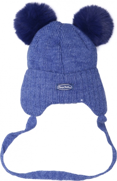 Шапочка детская для мальчика Kraft+ р.42-44 меланж/джинс 2052 