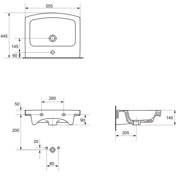 Умывальник Cersanit Easy 55 02013