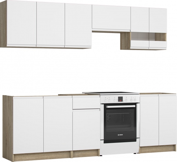 Кухня Катарина ЛЮКС_2 Грейд с ручкой J-pull ЛДСП 2,4 м 