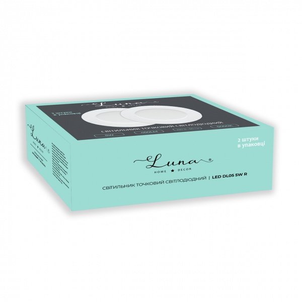 Світильник точковий Luna LED DL05 5W R 5000K 90 мм 2 шт. 5 Вт 5000 К білий LUNA HOME DL07 7W 