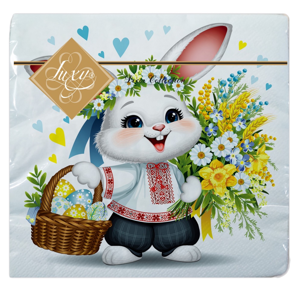 Салфетки столовые Luxy Пасхальный ушастик 33х33 см 18 шт.