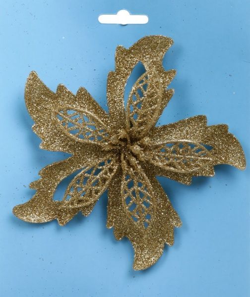 Декорація новорічна Shunda Квітка пуансетія завиток 14 см SD16-1814G