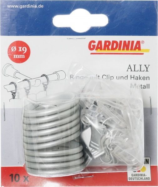 Кільце з прищіпкою та гачком Gardinia Ally набірний d19 мм матове срібло