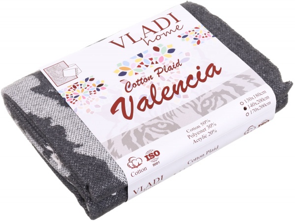Плед Валенсия Тигр 140x200 см сірий Vladi 