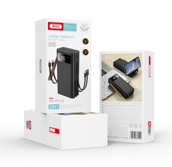 Зовнішній акумулятор (Powerbank) Xo 30000 mAh black (PR142 30000mAh black) 