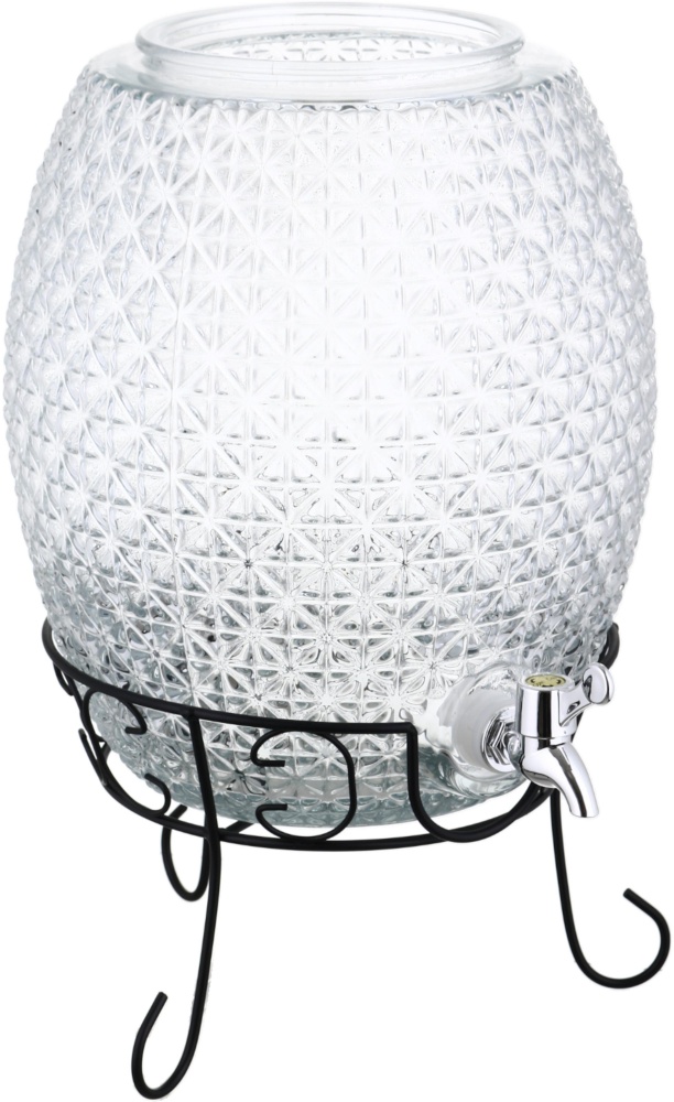 Емкость для напитков Maxmark Рineapple 10 л с крышкой и краном на металлической подставке