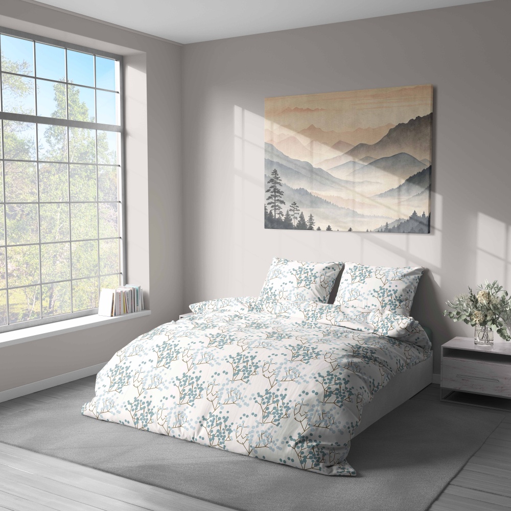 Комплект постельного белья POETRY 2,0 белый с зеленым UP! (Underprice)