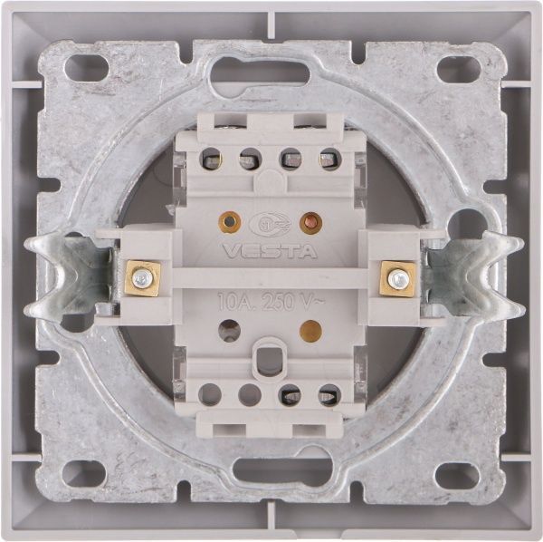 Выключатель проходной одноклавишный UP! (Underprice) Vesta без подсветки 10 А 220-250В серебряный