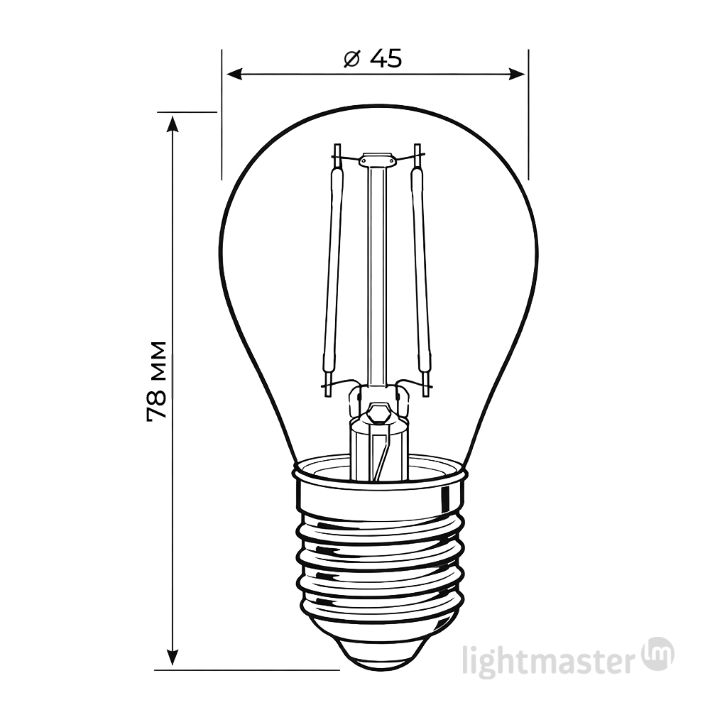 Лампа светодиодная LightMaster LB-657 Filament Deco G45 2 Вт E27 2700 К 230 В прозрачная 81051