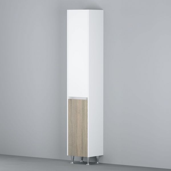Шафа для ванної кімнати AM.PM M91CSL0356WF38 GEM S 35 см напольна ліва, білий глянець/дерево