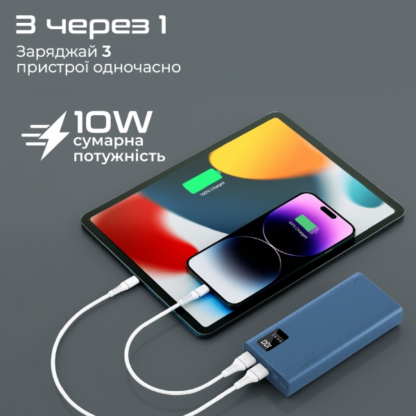 Универсальная мобильная батарея Promate 20000 mAh blue (bolt-20pro.blue) 
