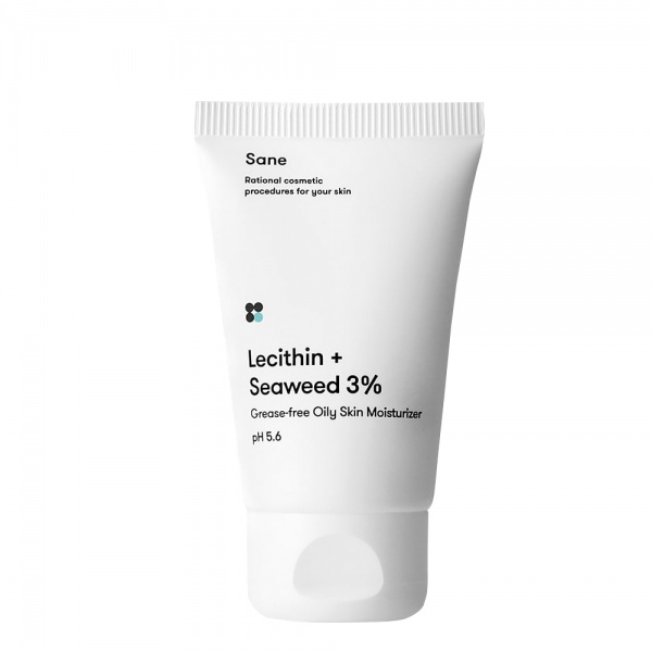 Крем для обличчя день-ніч Sane для жирної шкіри з лецитином + морські водорості 3% 40 мл