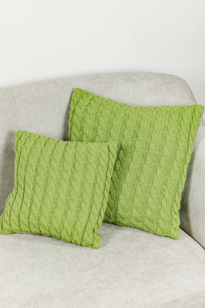 Подушка декоративная Косы 45x45 см травяной 
