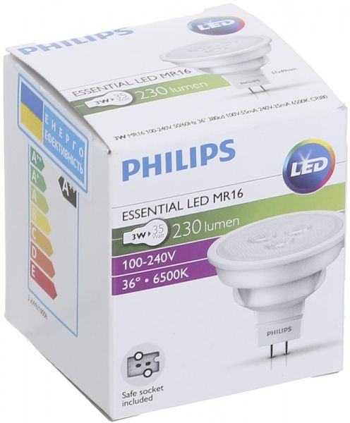 Лампа світлодіодна Philips ESS 3 Вт MR16 матова GU5.3 220 В 6500 К 