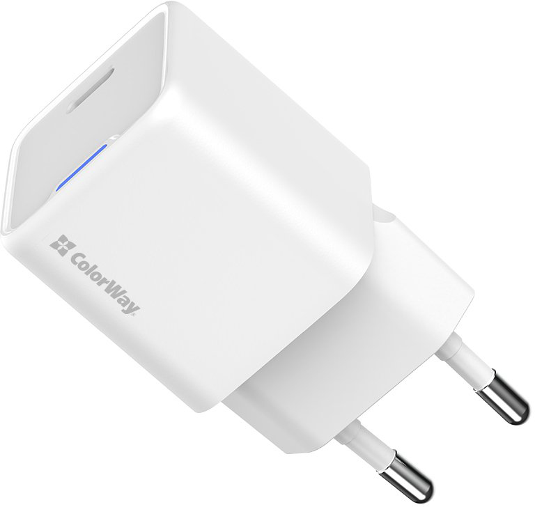 Мережевий зарядний пристрій ColorWay GaN Mini 25W PD USB-C white
