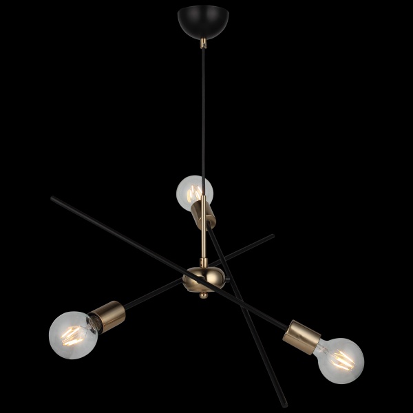 Люстра подвесная Vio Concept by LUCEA Opa 3x40 Вт Е27 античная латунь/черный 1559-73-03 