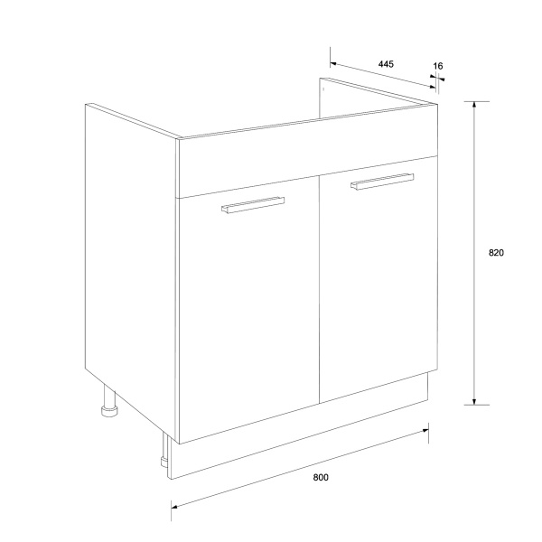 Тумба нижняя под мойку Алина НМ 80/85 белый/белый Сокме