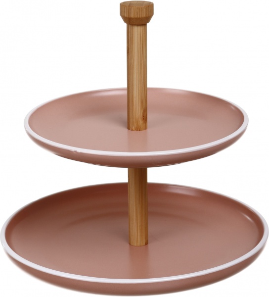 Фруктовниця 2-ярусна Н 24 см кораловий 134070 