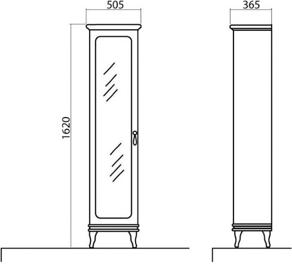 Пенал напольный Aqua Rodos Беатриче New белый патина хром